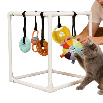 Puppy Gym Assembly Frame Training Tool with 5 Toys Dog Playground Equipment for Training Teething Calming Indoor Floor Play