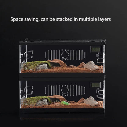 Transparent Reptile Pet Breeding Box Crawling Pet Feeding Box Lizard Silkworm Scorpion Beetle Insect Box Pet House Acrylic Cage