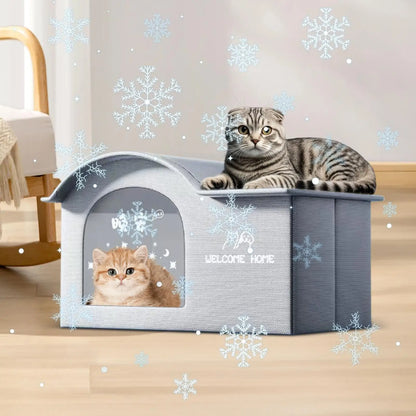 Cooling Cat House Aluminum Foil Insulated Cat Cooling House Tear Resistant Shade Tent Cave Spacious Shelter For Apartment Patio