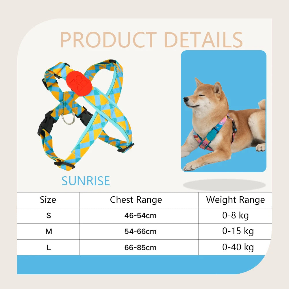 Premium Explorer Harness Y-Shaped Dog HarnessAdjustable Durable Nylon Soft Padding Metal Buckles and Leather Handle for Pets