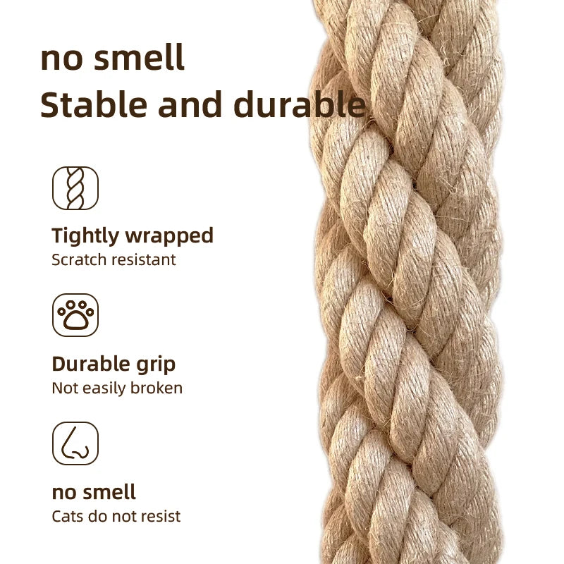 Wall-mounted Cat Scratcher - Thick Jute Rope, Durable Climbing Tower for Indoor Cats. Interactive Cat Toy | Hanging Cat Ladder