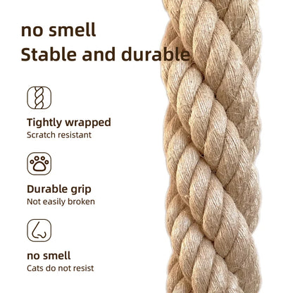 Wall-mounted Cat Scratcher - Thick Jute Rope, Durable Climbing Tower for Indoor Cats. Interactive Cat Toy | Hanging Cat Ladder