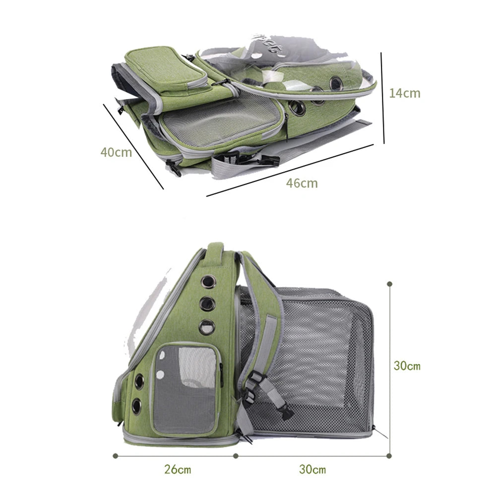 Expandable Large Capacity Pet Cat Carrying Bag Breathable Backpacks For Small Dogs Cats Outgoing Travel Airline Transport
