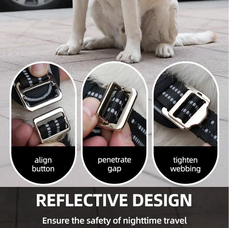 Dog Harness for Large Dogs Heavy Duty No Pull Service Dog Vest with Dog Seat Belt Reflective Adjustable Pet Harnes