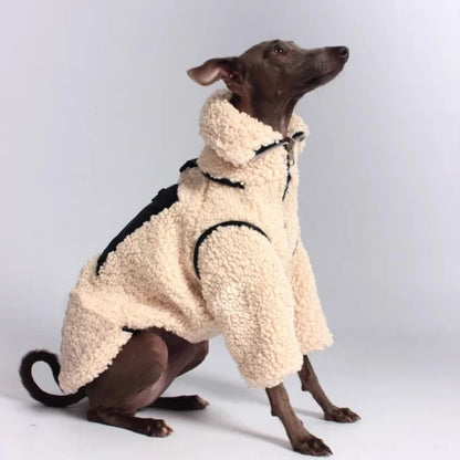 Thickened Lamb Wool Two in One Dog Cotton Coat Windproof Warm Coat High Necked Large Dog Outdoor Trendy Clothing Pet Winter Vest