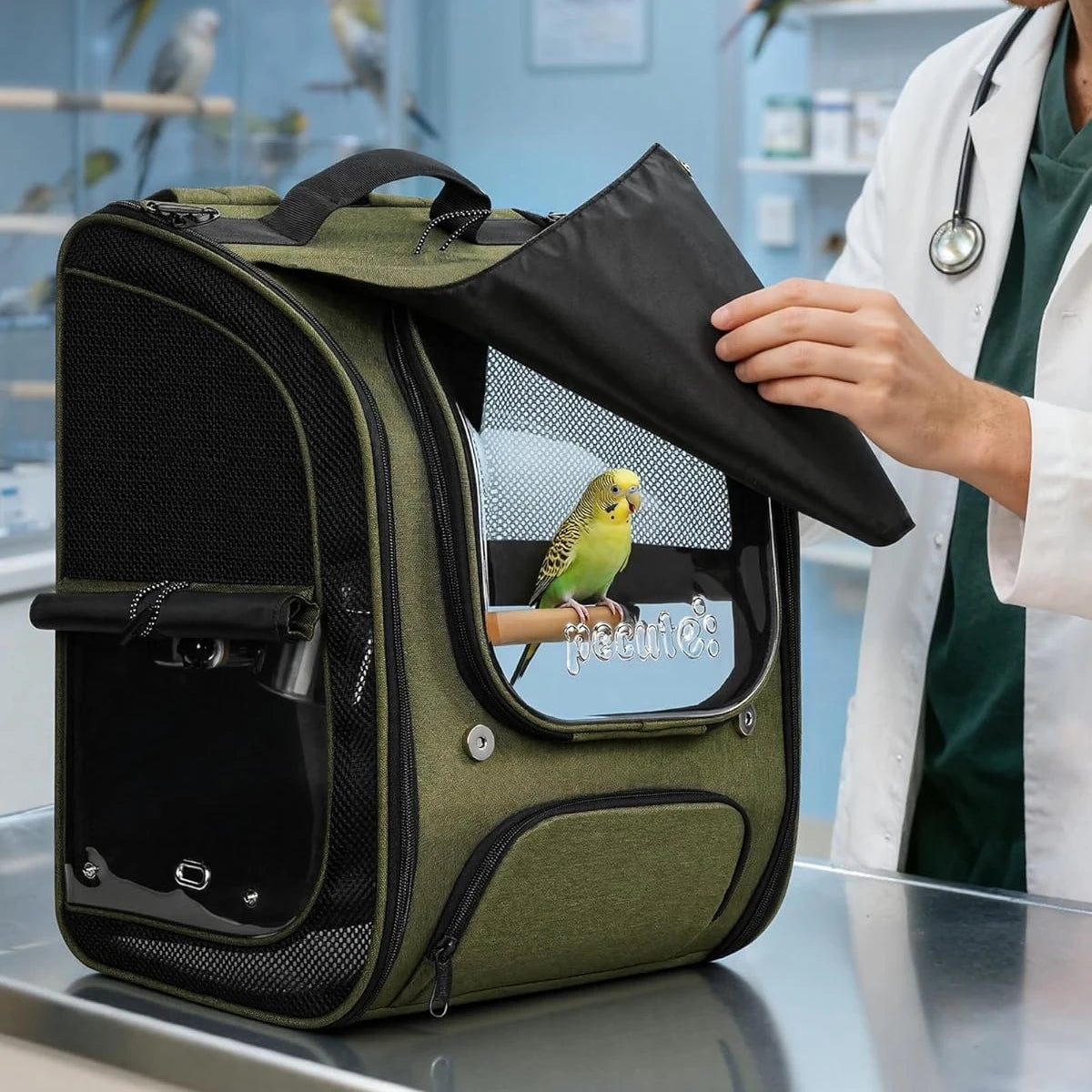 Bird Carrier Parrot Backpack Bag with Perch Cups for Small Pets,Birds,Cockatiel,Portable Bird Cage for Parrots Outdoor Travel