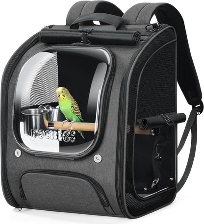 Bird Carrier Parrot Backpack Bag with Perch Cups for Small Pets,Birds,Cockatiel,Portable Bird Cage for Parrots Outdoor Travel