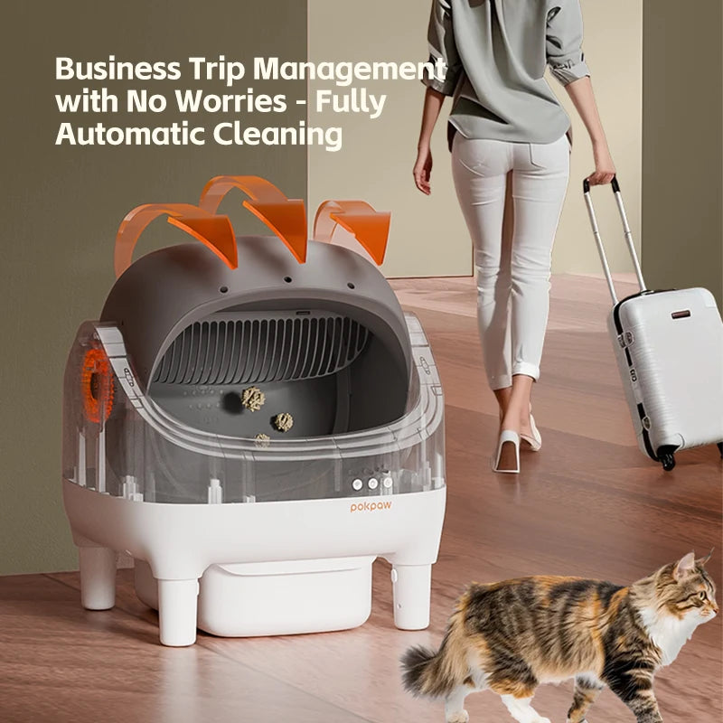 Pokpaw CL16 Smart Cat Litter Box with App Control 76L Self-cleaning Automatic Semi Enclosed Cat Litter Box Cat Toilet Supplies