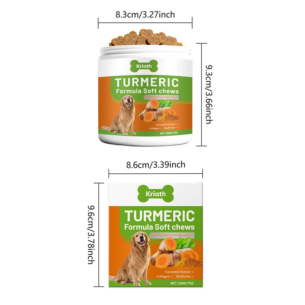 200g Organic-Turmeric Soft Chews For Dogs With Curcumins Joint Supplement With Collagen Eliminates Joint Pain Inflammation