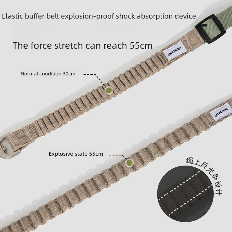 Multi-Functional Dog Leash Anti-Burst Shock Absorption Hands-Free Waist Shoulder Strap Adjustable 114-143cm for 40kg