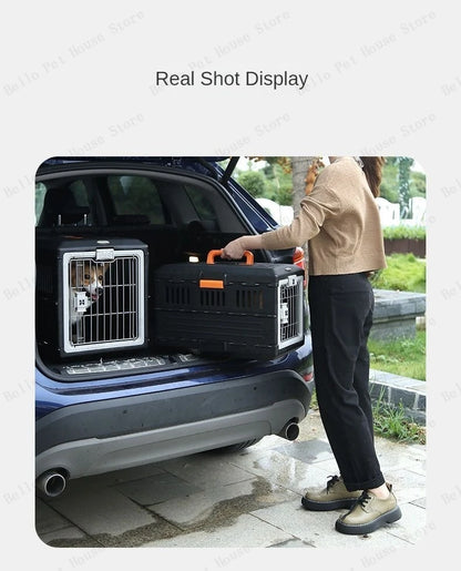 Portable foldable dog cage Oversized breathable pet airline box Car pet cage for traveling Multi-function foldable pet cage