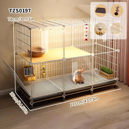Rabbit Cage with Large Space for Home Use, Large Villa-Style Rabbit Nest with Toilet
