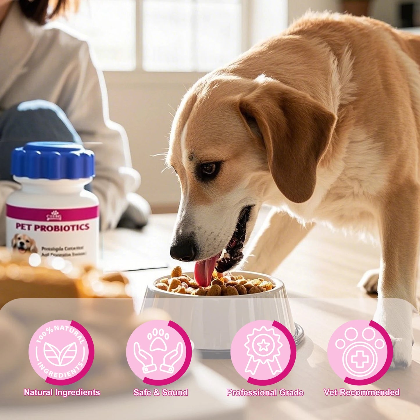180 Chewable Probiotic Tablets for Dogs & Cats, Pet Health Nutrition Supplement for Gut Flora Balance & Strong Immunity Support