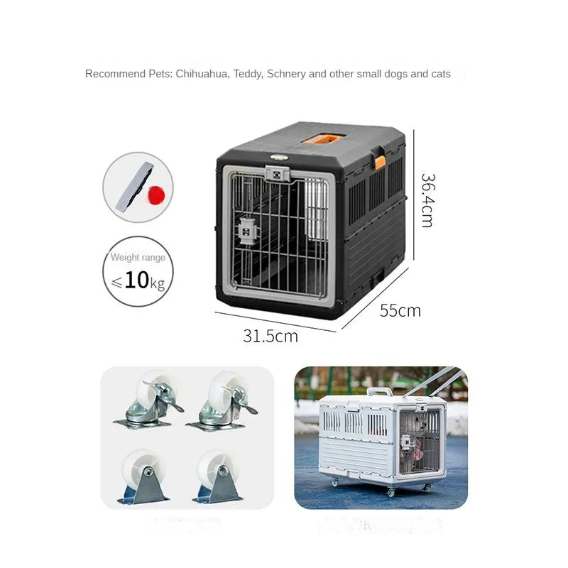 Portable foldable dog cage Oversized breathable pet airline box Car pet cage for traveling Multi-function foldable pet cage