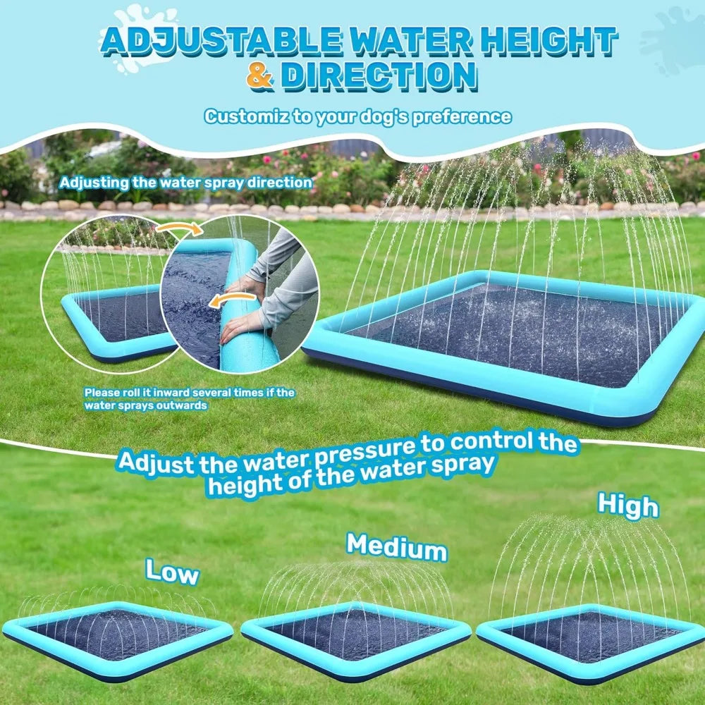 60-97'' Winter and Summer Outdoor and Indoor Dog Shower Playpool Inflatable Sprinkler Pad Pet Fountain Foldable Pad Dog Shower