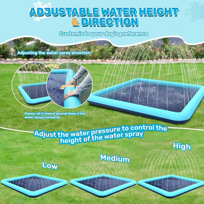 60-97'' Winter and Summer Outdoor and Indoor Dog Shower Playpool Inflatable Sprinkler Pad Pet Fountain Foldable Pad Dog Shower