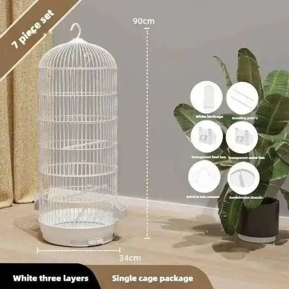Wrought Retro Household Bird Nordic Round Iron Metal Parrot Cage Large Size Luxury Bird Villa Creative White Parrot House L