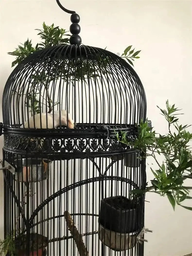Extra Large iron Cylindrical Bird Cages courtyard outdoor Parrot Large Villa Cage European retro Cage Birds Budgie Canary Bird Z