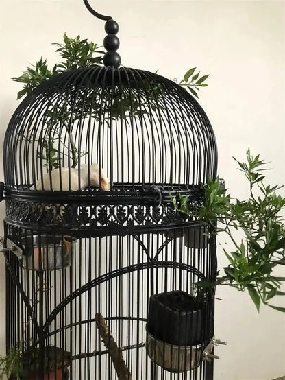 Extra Large iron Cylindrical Bird Cages courtyard outdoor Parrot Large Villa Cage European retro Cage Birds Budgie Canary Bird Z
