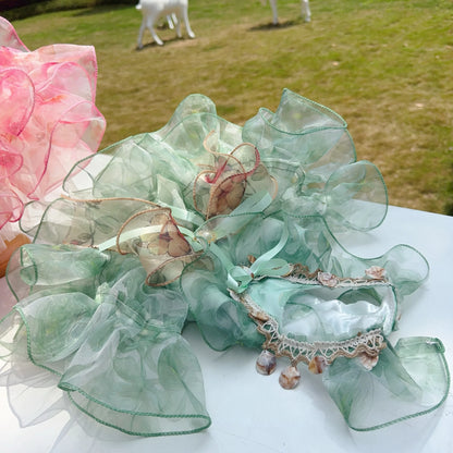Summer Luxury Pink Green Puppy Dog Cats Clothing Chihuahua Handmade Lace Sling Princess Dresses For Small Medium Dog Pet Clothes