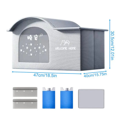 Cooling Cat House Aluminum Foil Insulated Cat Cooling House Tear Resistant Shade Tent Cave Spacious Shelter For Apartment Patio