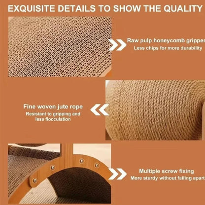 2-in-1 Wooden Cat Scratching Ball And Sisal Scratch Board Durable Solid Wood Paw Toy for Cats And Kittens Pet Supplies
