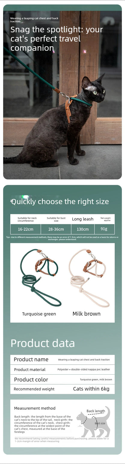 Adjustable X-Shape Cat Harness & Leash Set, Lightweight Escape Proof Cat Walking Harness,Leather 4-Gear Adjustment for 6kg Cats