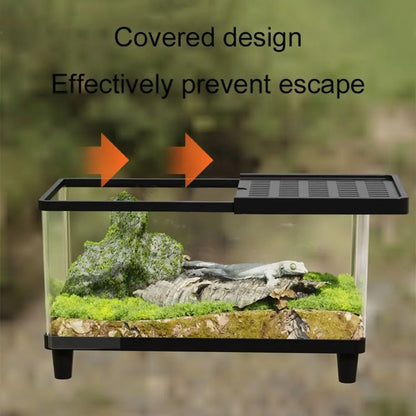 Multifunctional Transparent Reptile Terrarium Visual Breathable Lizard Breeding Box with Cover Reptile Habitat Landscaping