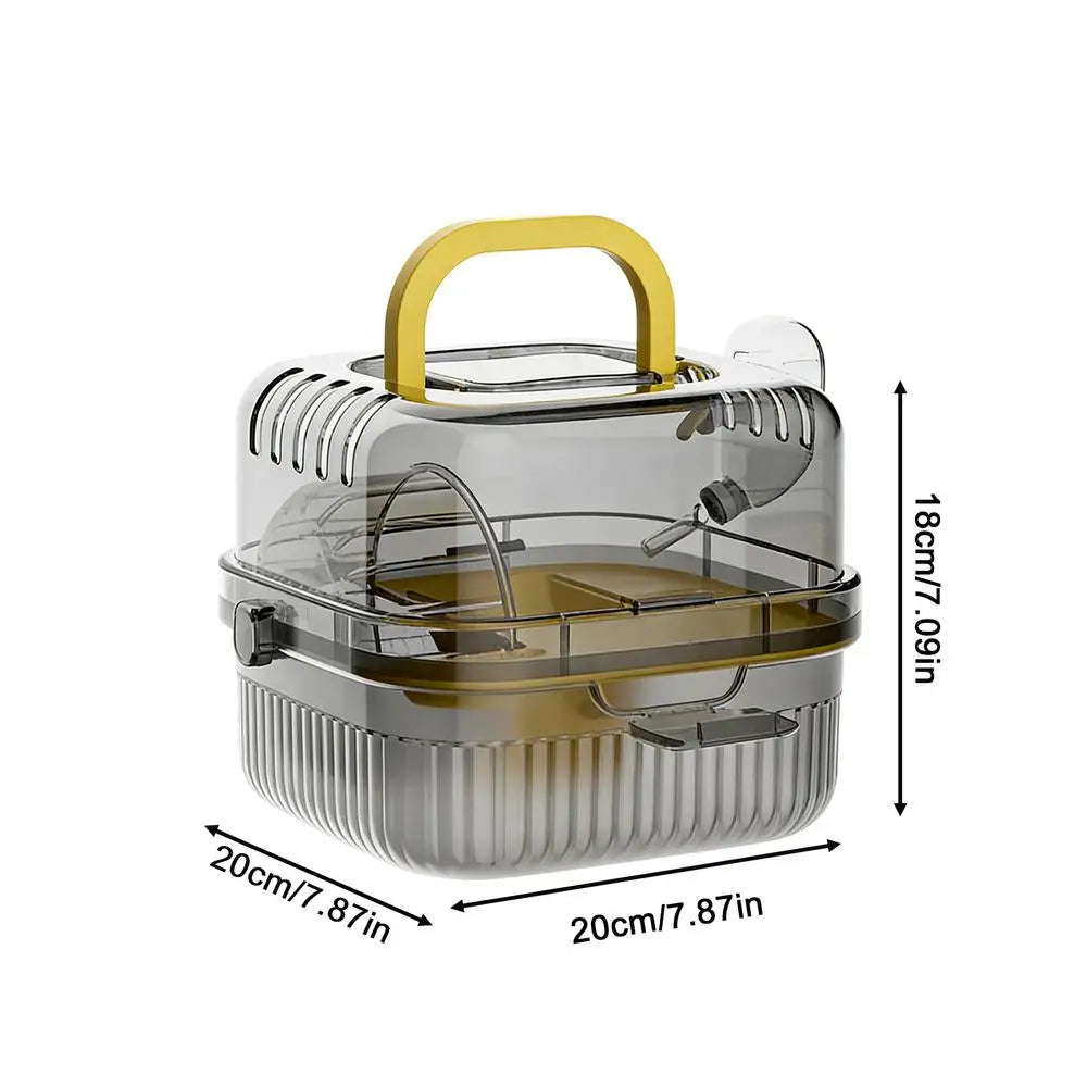 Hamster Travel Carrier Double-Layer Breathable Case Small Hamster Cage With Handle For Guinea Bunny Mice Dwarf Chinchillas