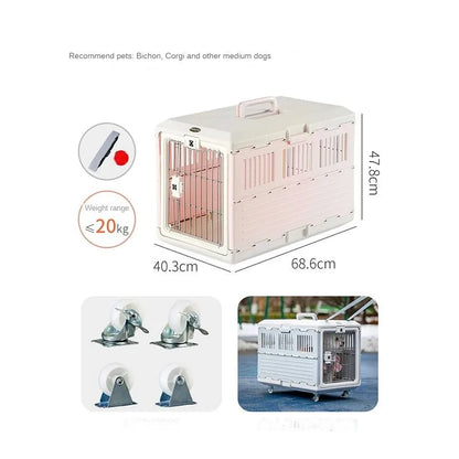 Portable foldable dog cage Oversized breathable pet airline box Car pet cage for traveling Multi-function foldable pet cage