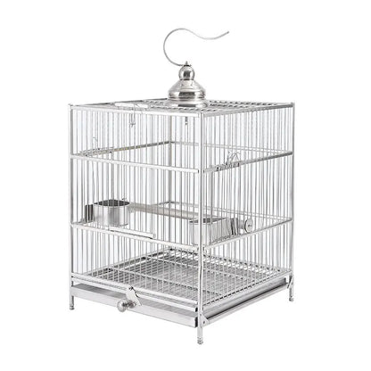 Large Square Stainless Steel Bird Cage for Myna Starling Parrot Villa Metal Cage