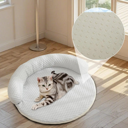 1pcs New Product Summer Pet Cool Pad Dog Kennel Summer Iced Bean Breathable Cool Pet Mat Round Cat Cushion Dog Bed Supplies