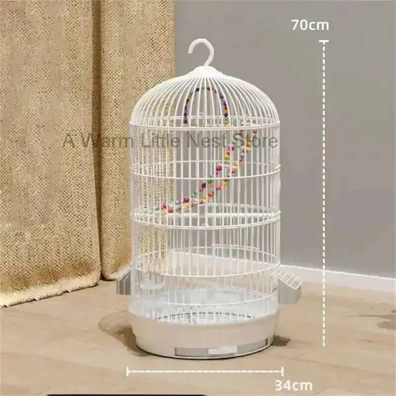 Wrought Retro Household Bird Nordic Round Iron Metal Parrot Cage Large Size Luxury Bird Villa Creative White Parrot House L