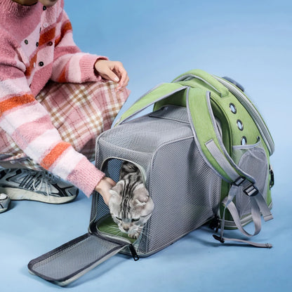 Expandable Large Capacity Pet Cat Carrying Bag Breathable Backpacks For Small Dogs Cats Outgoing Travel Airline Transport