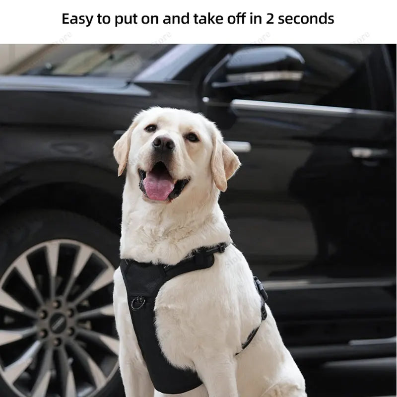 Dog Harness for Large Dogs Heavy Duty No Pull Service Dog Vest with Dog Seat Belt Reflective Adjustable Pet Harnes