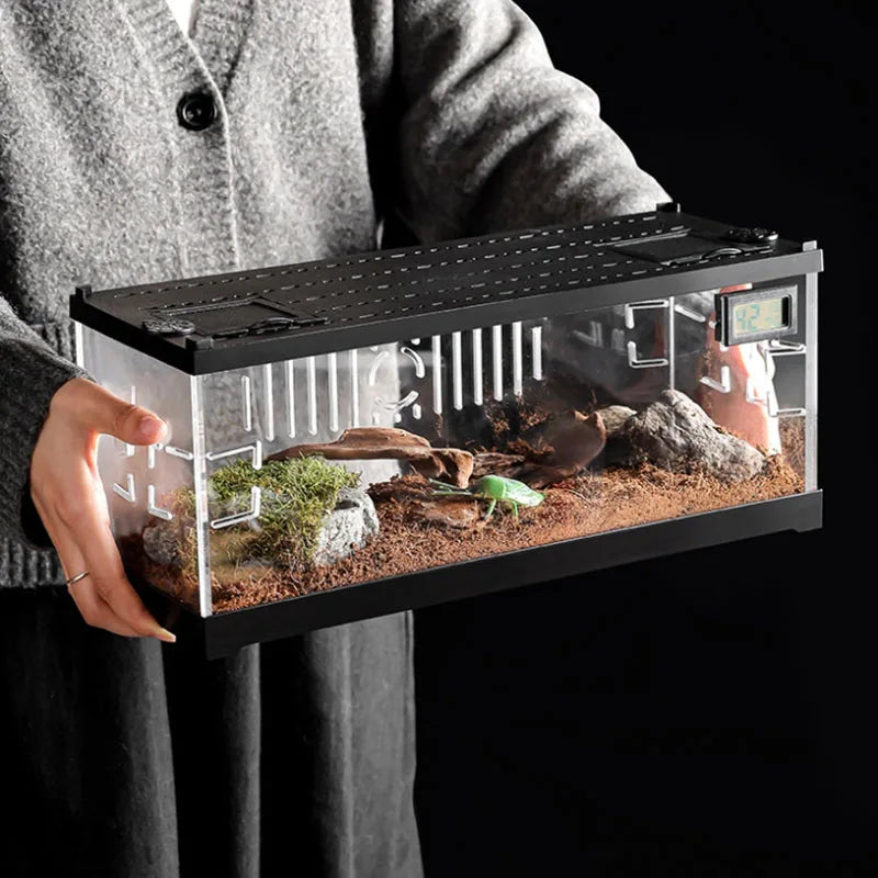 Transparent Reptile Pet Breeding Box Crawling Pet Feeding Box Lizard Silkworm Scorpion Beetle Insect Box Pet House Acrylic Cage