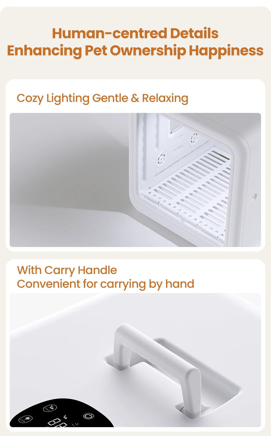 ROJECO 70L Smart Pet Dryer Box Automatic Temperature Control 360° Drying Ultra Quiet Pet Hair Grooming For Dog Cat Dryer 4 Speed
