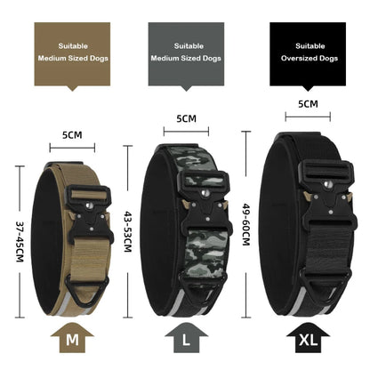 Tactical Dog Collar Adjustable Military Training Nylon Dog Collar with Control Handle and Heavy Metal Buckles for Large Dogs