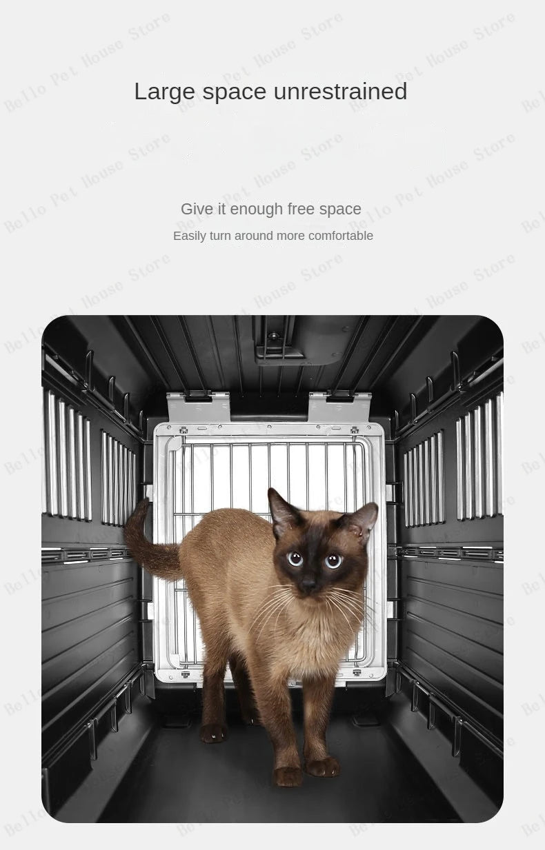 Portable foldable dog cage Oversized breathable pet airline box Car pet cage for traveling Multi-function foldable pet cage