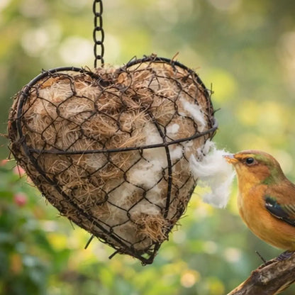 Alpaca Fiber Bird Nesting Heart - Handmade Alpaca Bird Nesting Material Holder, Outdoor Wild Bird Winter Shelter, for Bird Lover