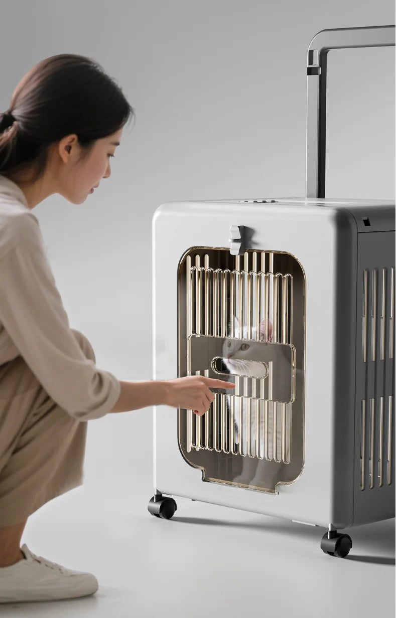 Pet supplies Outdoor cat out cat box breathable air box puppy pet supplies universal wheel pull rod box out of cage air