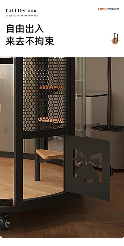 Cat Villa Deluxe 360 Panoramic Cat Cage House Solid Wood Steel Glass Smart Cat Toilet