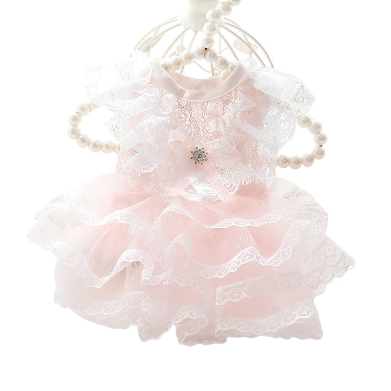 Cat Princess Dresses Dog Lace Mesh Dress Spring/Summer Thin Clothes for Small Dogs Cats Pets Sweet Clothing