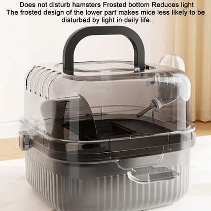 Hamster Travel Carrier Double-Layer Breathable Case Small Hamster Cage With Handle For Guinea Bunny Mice Dwarf Chinchillas