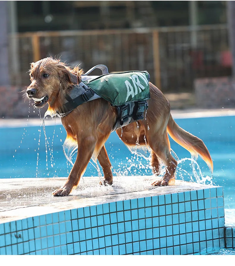 Dog Life Jacket with Airbags, Adjustable Pet Life Vest for Swimming, Oxford Fabric, Reflective Strips, S/M/L,Red / Green / Blue