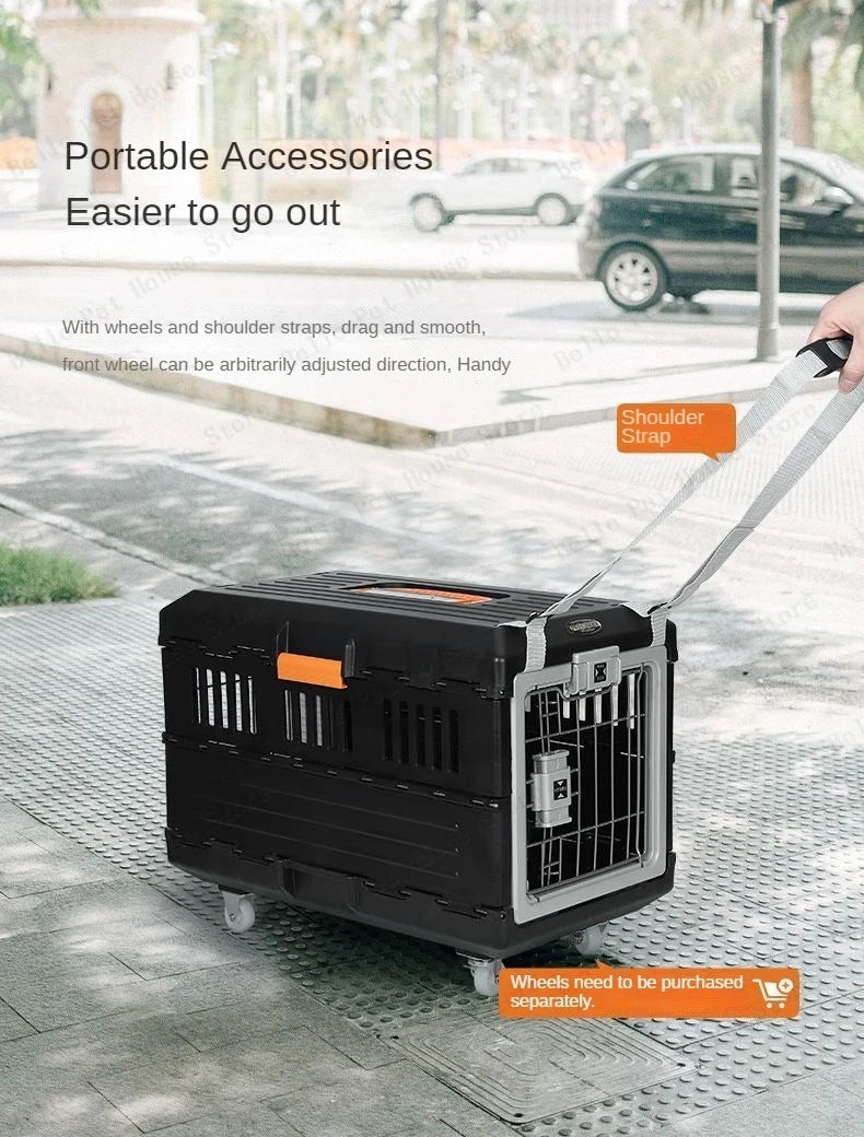Portable foldable dog cage Oversized breathable pet airline box Car pet cage for traveling Multi-function foldable pet cage