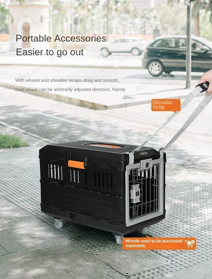 Portable foldable dog cage Oversized breathable pet airline box Car pet cage for traveling Multi-function foldable pet cage