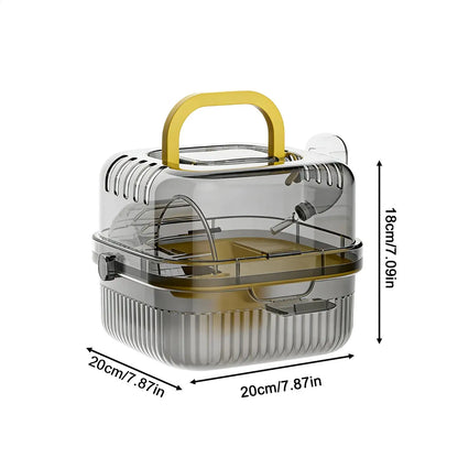 Hamster Travel Carrier Double-Layer Breathable Case Small Hamster Cage With Handle For Guinea Bunny Mice Dwarf Chinchillas