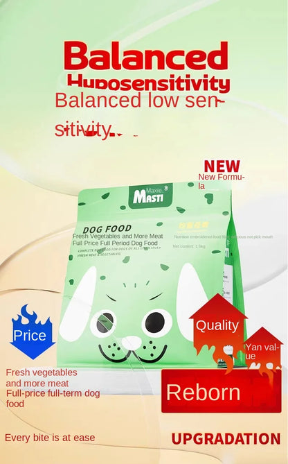 1 Bag Fresh Vegetable and Meat Dog Food 1.5kg 500g Bagged All-Stage Nutritional Dogs Foods Universal Wholesale