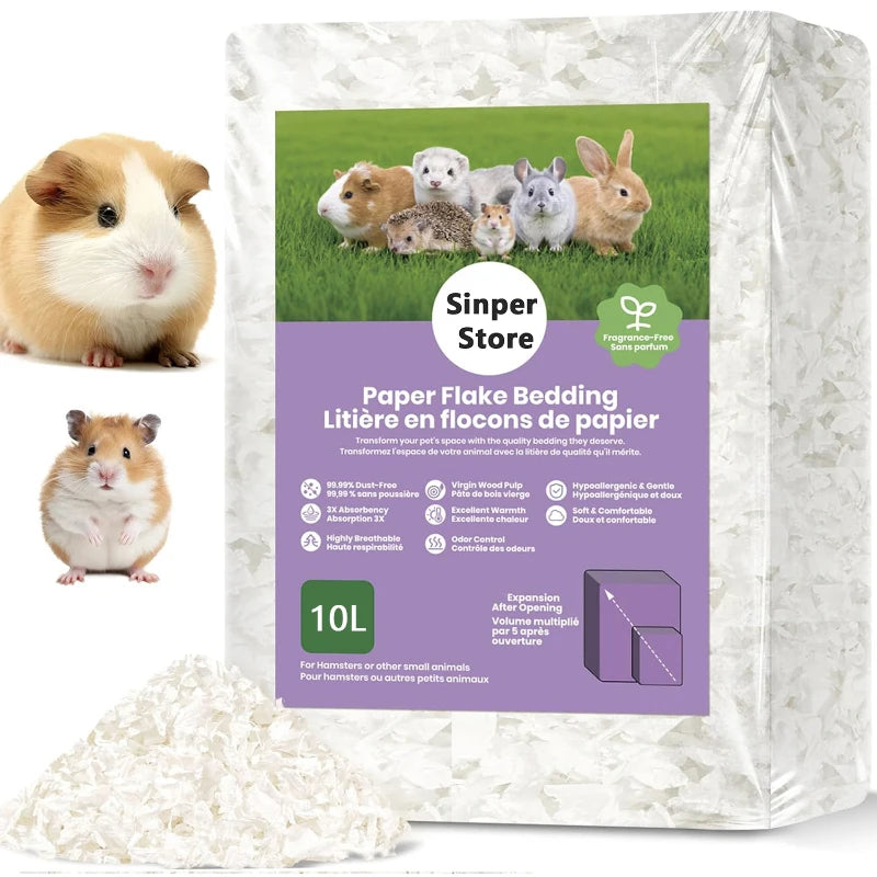 Hamster Bedding Dust-Free Guinea Pig Paper Bedding Odor Control Paper Bedding, Cozy Animal Bedding for Rabbit Rat Syrian Dwarf